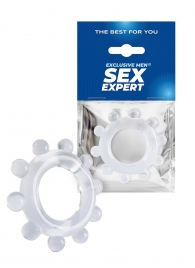 Прозрачное эрекционное кольцо со стимулирующими шариками - Sex Expert - в Вологде купить с доставкой