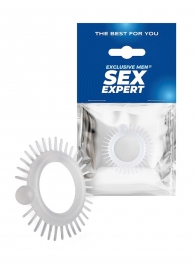 Эластичное эрекционное кольцо с шипиками и шариком - Sex Expert - в Вологде купить с доставкой