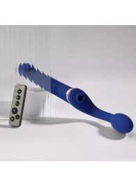 Синий безремневой страпон Multi Orgasm Bendable Strap-On size XL с клиторальной стимуляцией - Strap-on-me - купить с доставкой в Вологде