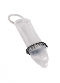 Закрытая насадка на пенис с подхватом мошонки и стимулирующими «ресничками» - Sextaz - в Вологде купить с доставкой