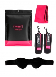 Черно-розовый эротический набор: маска, наручники и повязка - Erokay - купить с доставкой в Вологде