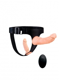 Женский страпон с 2 насадками, вибрацией и пультом ДУ - Erowoman-Eroman - купить с доставкой в Вологде