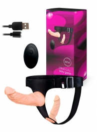 Женский страпон с 2 насадками, вибрацией и пультом ДУ - Erowoman-Eroman - купить с доставкой в Вологде