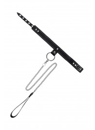 Черный узкий однослойный ошейник с серебристым поводком-цепочкой - Pecado - купить с доставкой в Вологде