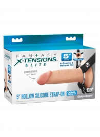 Телесный пустотелый фаллопротез 5’’ Hollow Silicone Strap-On - 14 см. - Pipedream - купить с доставкой в Вологде