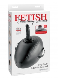 Черный надувной мяч с платформой для фиксации дилдо Body Dock Inflatable Love Ball - Pipedream - купить с доставкой в Вологде