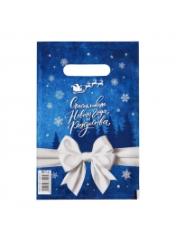 Сине-белый подарочный новогодний пакет с вырубной ручкой (20х30 см) - Сима-Ленд - купить с доставкой в Вологде