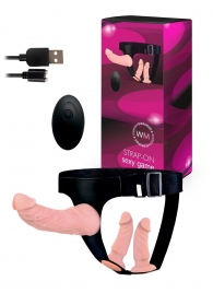 Женский страпон с 3 насадками и вибрацией - Erowoman-Eroman - купить с доставкой в Вологде