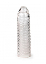 Прозрачная закрытая насадка на пенис с ребрышками - 16 см. - Sex Expert - в Вологде купить с доставкой