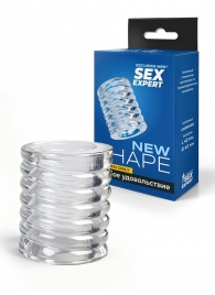 Прозрачная сквозная насадка на пенис с ребрышками - Sex Expert - в Вологде купить с доставкой