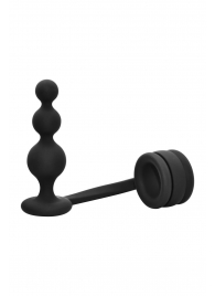 Черное эрекционное кольцо с анальной елочкой Cockring With Beaded Anal Plug - Dream Toys - в Вологде купить с доставкой