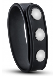 Черное эрекционное кольцо на кнопках - Blush Novelties - в Вологде купить с доставкой