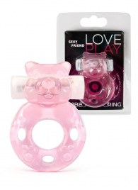 Розовое эрекционное виброкольцо в форме мишки - 1137 - в Вологде купить с доставкой