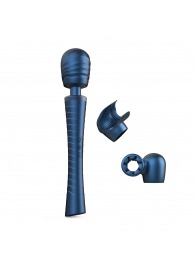 Синий вибромассажёр с насадками Man.wand Edgy - Manwan - в Вологде купить с доставкой