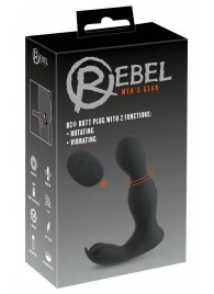 Черная анальная пробка с вибрацией, вращением и пультом ДУ RC Butt Plug with 2 Functions - Orion - в Вологде купить с доставкой