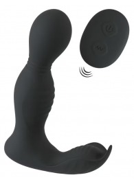 Черная анальная пробка с вибрацией, вращением и пультом ДУ RC Butt Plug with 2 Functions - Orion - в Вологде купить с доставкой