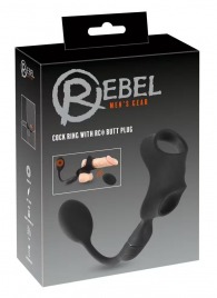 Черное виброкольцо с анальной пробкой Cock Ring with RC Butt Plug - Orion - в Вологде купить с доставкой