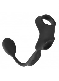 Черное виброкольцо с анальной пробкой Cock Ring with RC Butt Plug - Orion - в Вологде купить с доставкой