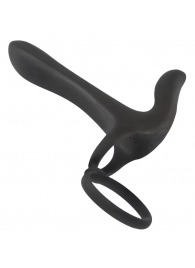 Черная насадка на член с вибрацией Couple’s Vibrator - Orion - в Вологде купить с доставкой