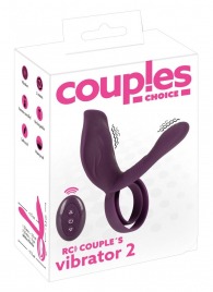 Фиолетовая насадка на член с клиторальным отростком и пультом ДУ RC Couple’s Vibrator 2 - Orion - в Вологде купить с доставкой