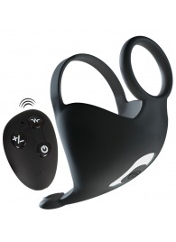 Черная вибронасадка для эрекции и стимуляции мошонки Cock ring with RC ball massager - Orion - в Вологде купить с доставкой