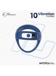 Синее интерактивное эрекционное виброкольцо Rank - Intoyou - в Вологде купить с доставкой