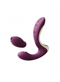 Фиолетовый вибромассажёр G-зоны Talis с пульсацией, вакуумной стимуляцией и функцией нагрева - Zalo
