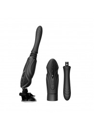 Черная секс-машина с функцией нагрева, насадками и присоской Sesh - Zalo - купить с доставкой в Вологде