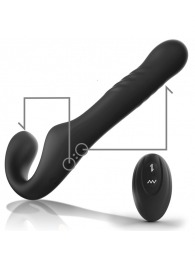 Черный безремневой страпон с вибрацией и возвратно-поступательными движениями - 24 см. - Ibiza - купить с доставкой в Вологде