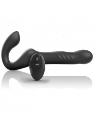 Черный безремневой страпон с вибрацией и возвратно-поступательными движениями - 24 см. - Ibiza - купить с доставкой в Вологде