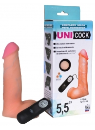 Фаллическая насадка Харнесс UNICOCK 5,5  с вибрацией - 17 см. - LOVETOY (А-Полимер) - купить с доставкой в Вологде