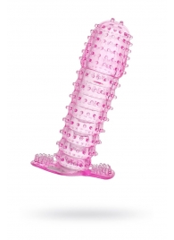 Гелевая розовая насадка с шипами - 12 см. - Toyfa Basic - в Вологде купить с доставкой