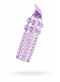 Гелевая фиолетовая насадка с шариками, шипами и усиком - 11 см. - Toyfa Basic - в Вологде купить с доставкой