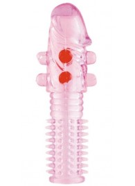 Гелевая розовая насадка с шариками и шипами - 14 см. - ToyFa - в Вологде купить с доставкой
