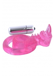 Розовая вибронасадка со стимулятор клитора   Язычок - Toyfa Basic - в Вологде купить с доставкой