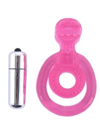 Розовая вибронасадка со стимулятор клитора   Язычок - Toyfa Basic - в Вологде купить с доставкой