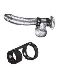 Утяжка на пенис с клёпками Duo Snap Cock And Ball Ring - BlueLine - купить с доставкой в Вологде