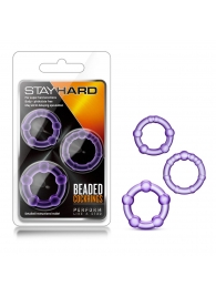 Набор из 3 фиолетовых эрекционных колец Stay Hard Beaded Cockrings - Blush Novelties - в Вологде купить с доставкой
