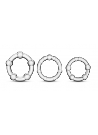 Набор из 3 прозрачных эрекционных колец Stay Hard Beaded Cockrings - Blush Novelties - в Вологде купить с доставкой