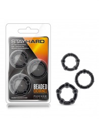 Набор из 3 чёрных эрекционных колец Stay Hard Beaded Cockrings - Blush Novelties - в Вологде купить с доставкой
