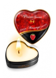 Массажная свеча с ароматом клубники Bougie Massage Candle - 35 мл. - Plaisir Secret - купить с доставкой в Вологде