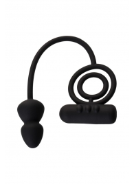 Чёрное эрекционное кольцо с вибропулькой и анальным хвостом - Erotist Adult Toys - в Вологде купить с доставкой