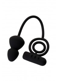 Чёрное эрекционное кольцо с вибростимулятором и анальным хвостом - Erotist Adult Toys - в Вологде купить с доставкой