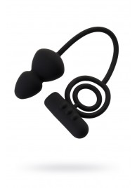 Чёрное эрекционное кольцо с вибростимулятором и анальным хвостом - Erotist Adult Toys - в Вологде купить с доставкой