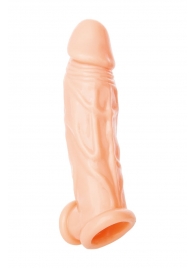 Телесная насадка на пенис с фиксацией мошонки - 18,5 см. - ToyFa - в Вологде купить с доставкой
