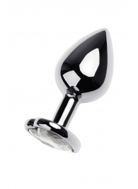 Серебристая анальная пробка с прозрачным кристаллом-сердцем - 8 см. - ToyFa - купить с доставкой в Вологде