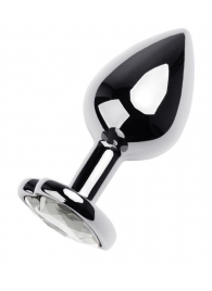 Серебристая анальная пробка с прозрачным кристаллом-сердцем - 8 см. - ToyFa - купить с доставкой в Вологде