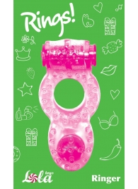 Розовое эрекционное кольцо с вибрацией Rings Ringer - Lola Games - в Вологде купить с доставкой