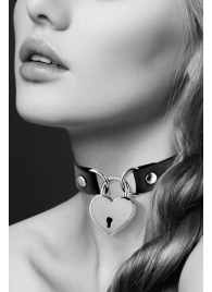 Черный чокер с замком в форме сердца - Bijoux Pour Toi - купить с доставкой в Вологде
