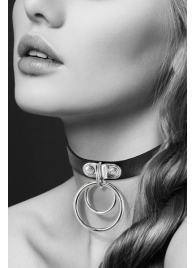 Черный чокер с двумя кольцами - Bijoux Pour Toi - купить с доставкой в Вологде
